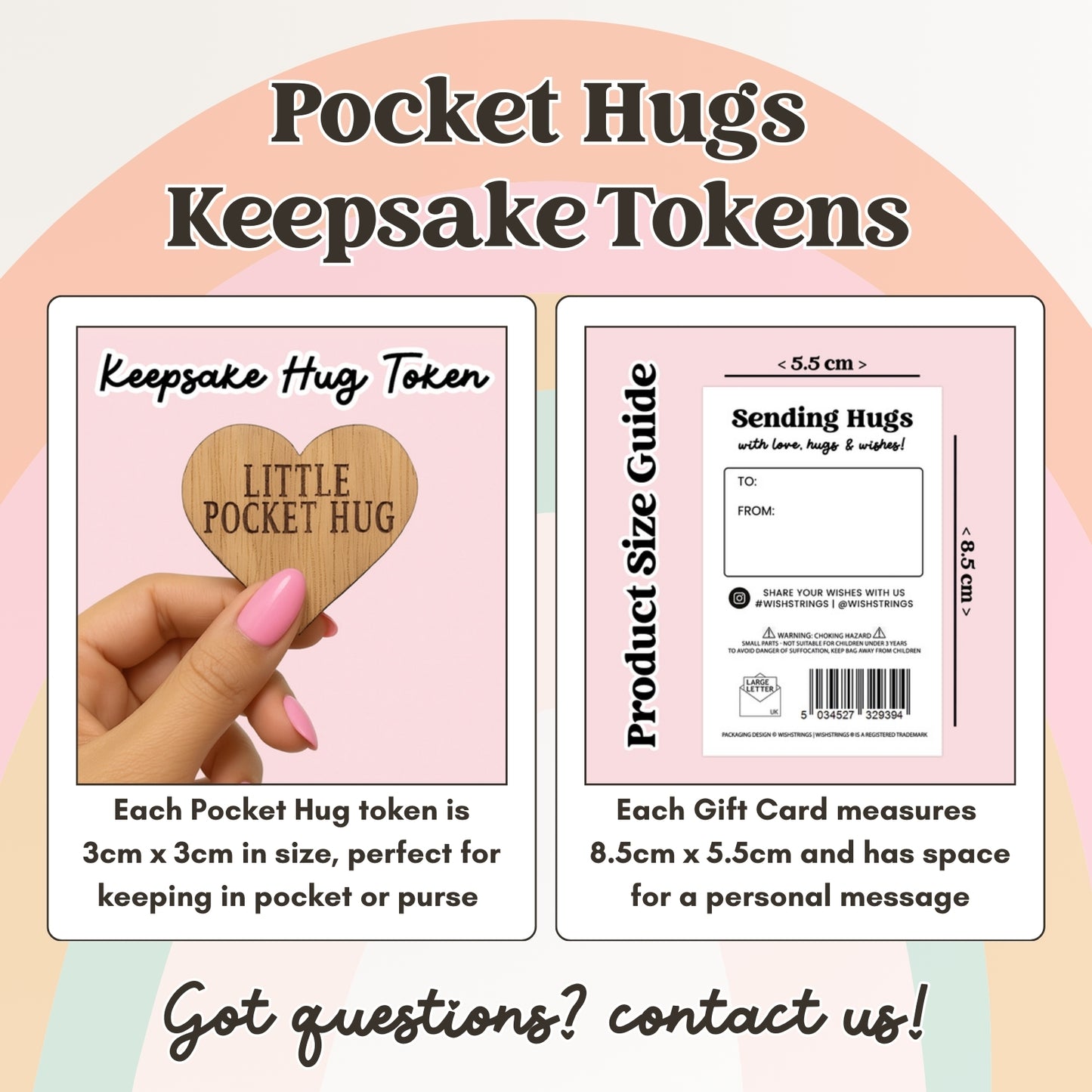 Pocket Hug - Choose Design | Mixed Sentiment Keepsake Tokens | Thoughtful Gifts for Every Occasion | Mini Wooden Hug Cards