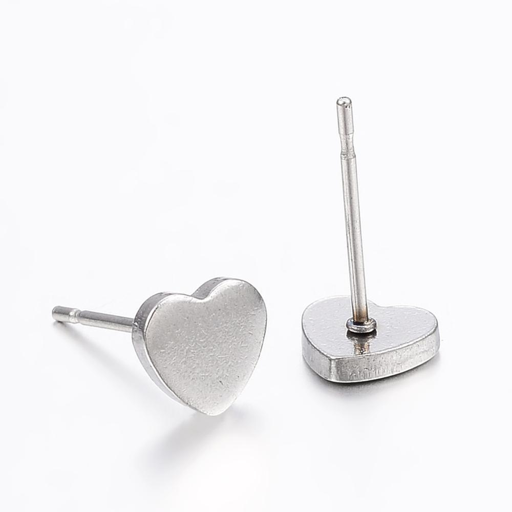 Make a Wish, Rainbows - Silver Heart Stud Earrings | 304 Stainless - Hypoallergenic