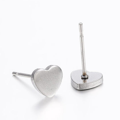 July, Birth Month - Silver Heart Stud Earrings | 304 Stainless - Hypoallergenic