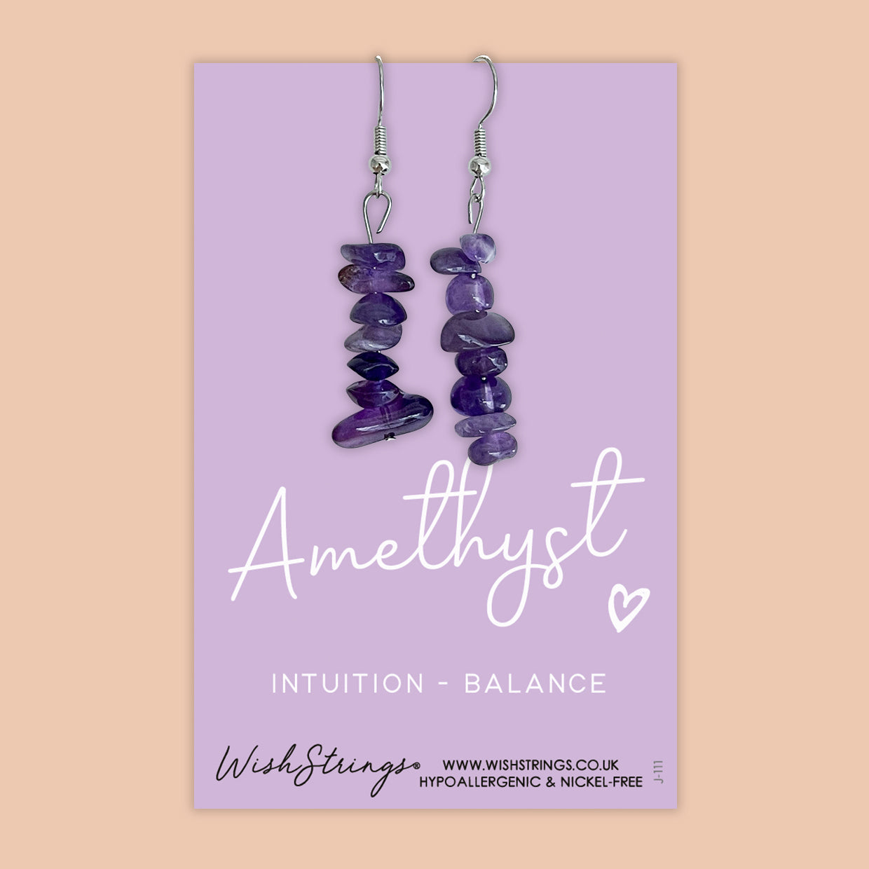 Amethyst Gemstone Chip Dangle Earrings – WishStrings