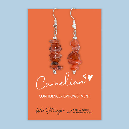 Carnelian - Gemstone Chip Dangle Earrings