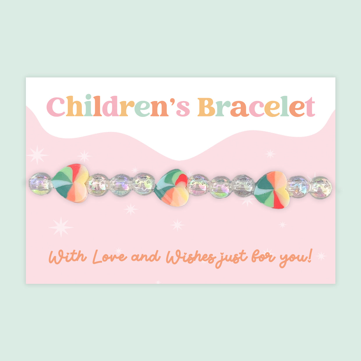 Rainbow Heart Charm WishStrings Children's Bracelet Positivity