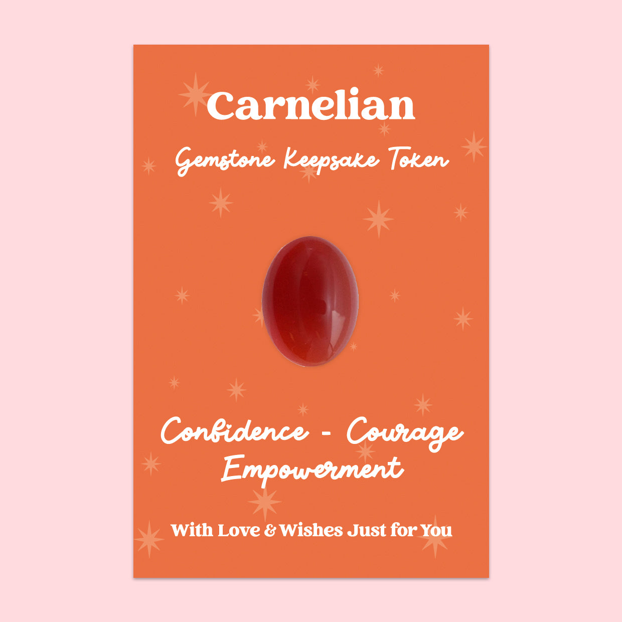 Carnelian Gemstone Keepsake Token | Confidence, Courage & Empowerment | Natural Crystal Gift | Presented on Orange Starry Card