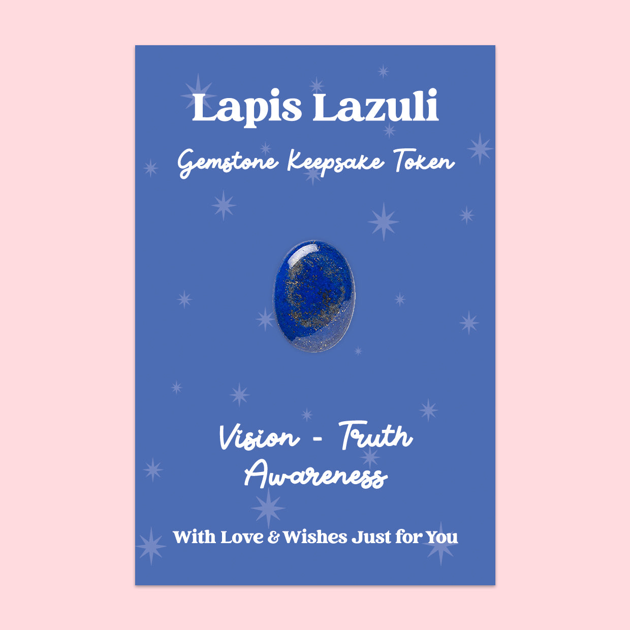 Lapis Lazuli Gemstone Keepsake Token | Vision, Truth & Awareness | Natural Crystal Gift | Presented on Blue Starry Card