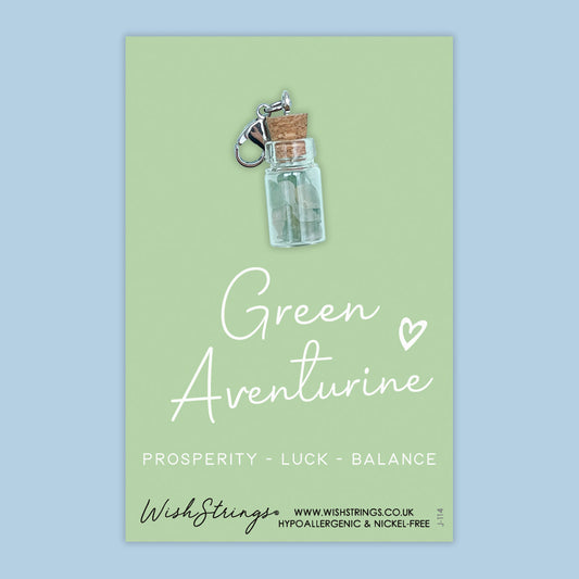 Green Aventurine - Crystal Gemstone, Wishing Jar, Clip Charm
