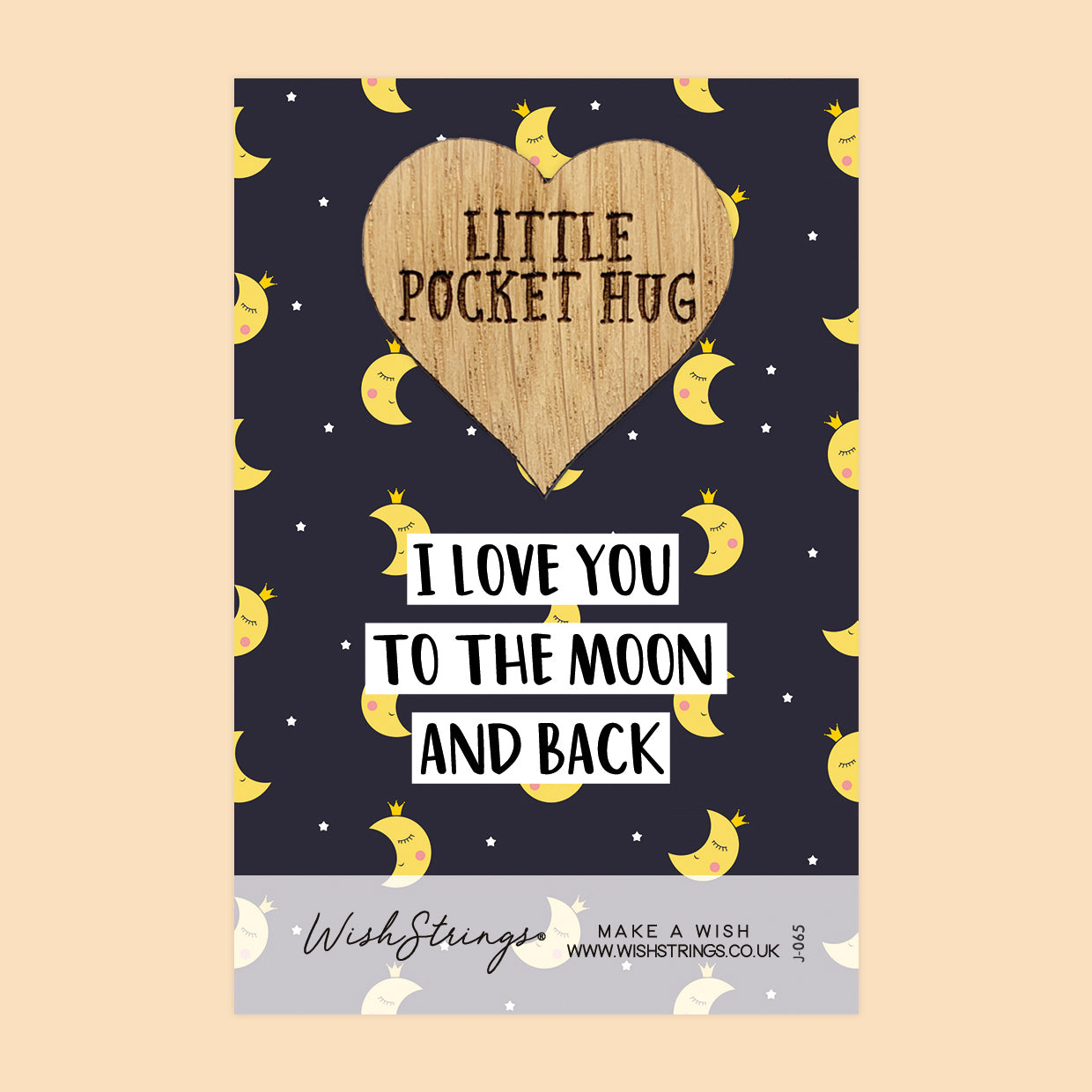 Love You, to the moon & back - Little Pocket Hug - Wooden Heart Keepsake Token