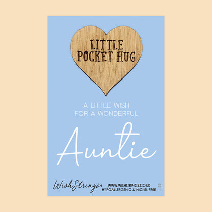 Auntie - Little Pocket Hug - Wooden Heart Keepsake Token
