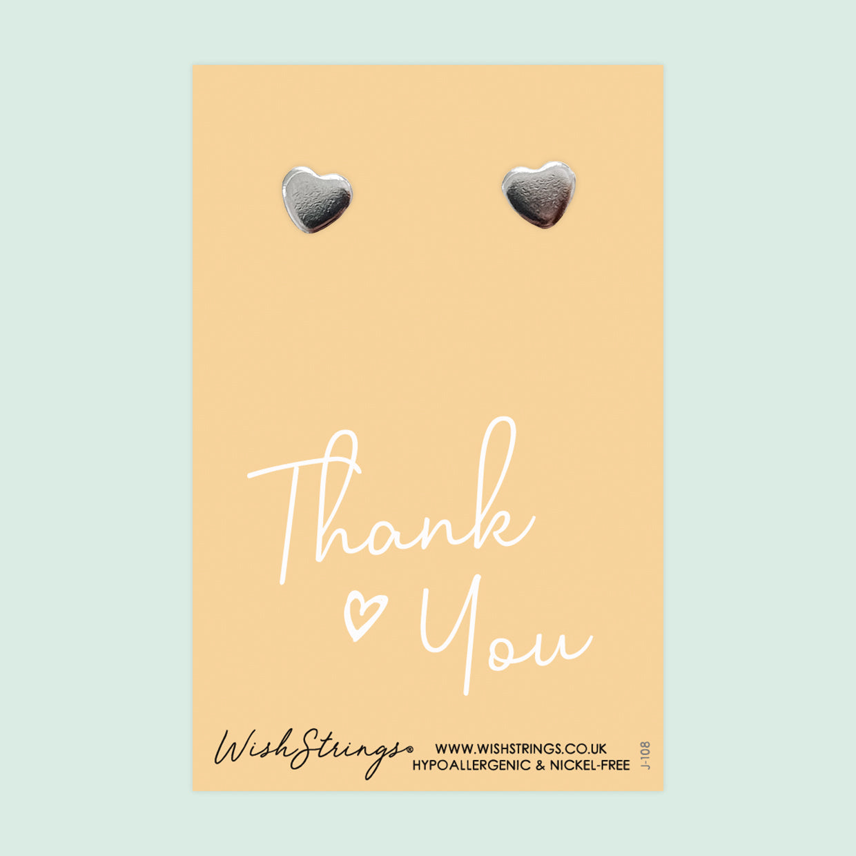 Thank You - Silver Heart Stud Earrings | 304 Stainless - Hypoallergenic
