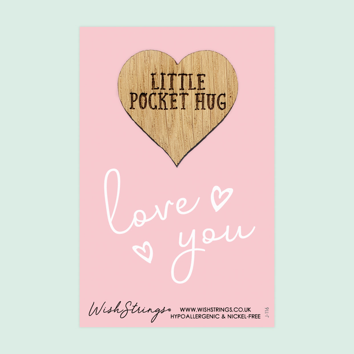 Love You - Little Pocket Hug - Wooden Heart Keepsake Token