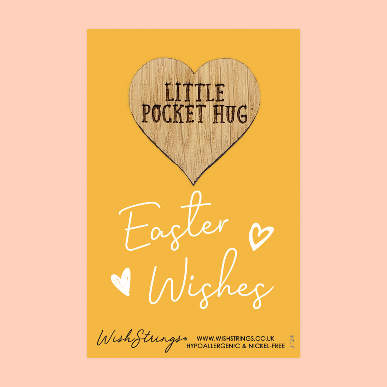 Easter Wishes - Little Pocket Hug - Wooden Heart Keepsake Token