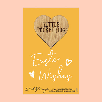 Easter Wishes - Little Pocket Hug - Wooden Heart Keepsake Token