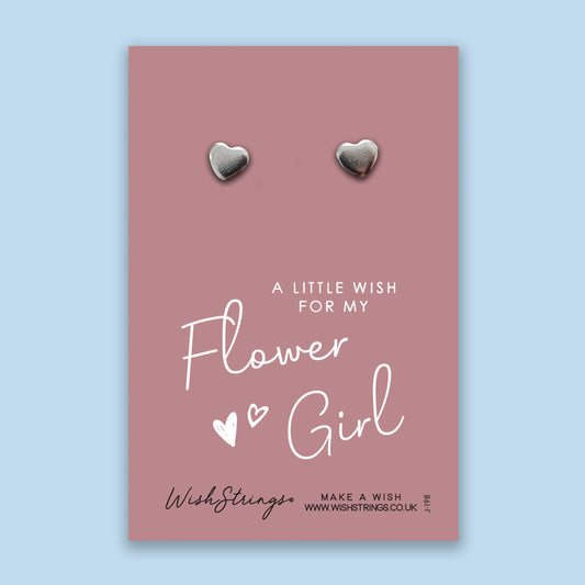 Flower Girl - Silver Heart Stud Earrings | 304 Stainless - Hypoallergenic