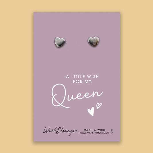 Queen - Silver Heart Stud Earrings | 304 Stainless - Hypoallergenic