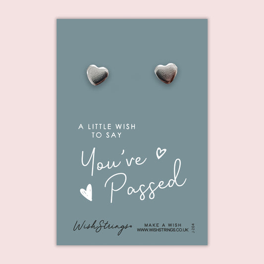 You've Passed - Silver Heart Stud Earrings | 304 Stainless - Hypoallergenic