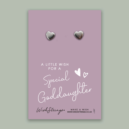 Special Goddaughter - Silver Heart Stud Earrings | 304 Stainless - Hypoallergenic