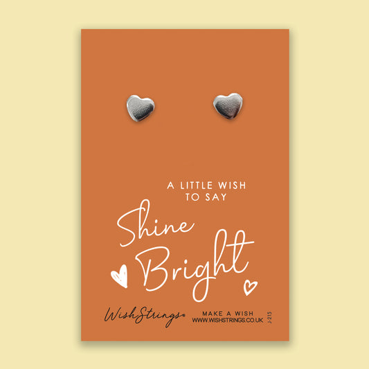 Shine Bright - Silver Heart Stud Earrings | 304 Stainless - Hypoallergenic