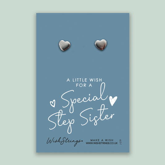 Step Sister - Silver Heart Stud Earrings | 304 Stainless - Hypoallergenic