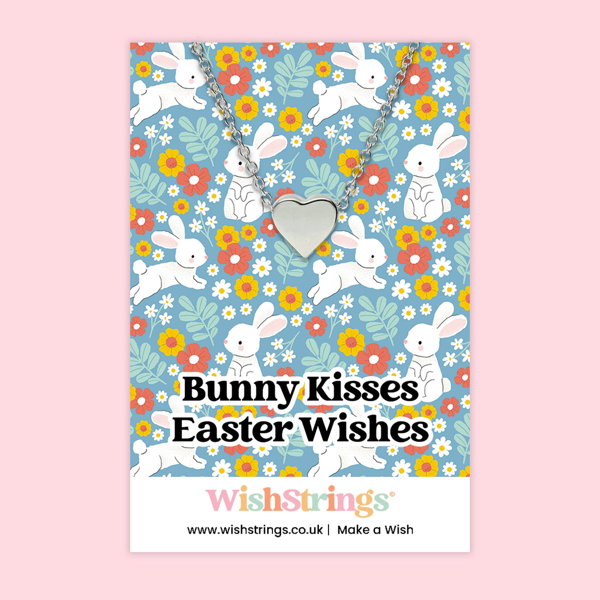 Bunny Kisses Easter Wishes - Heart Necklace