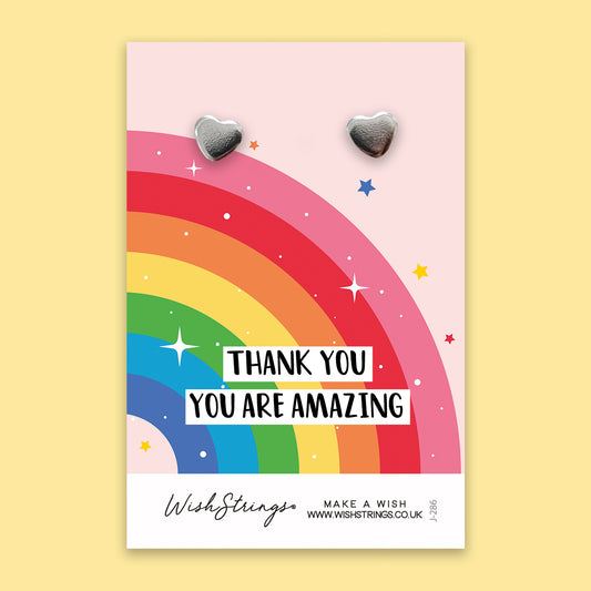 Thank You, you are Amazing - Silver Heart Stud Earrings | 304 Stainless - Hypoallergenic