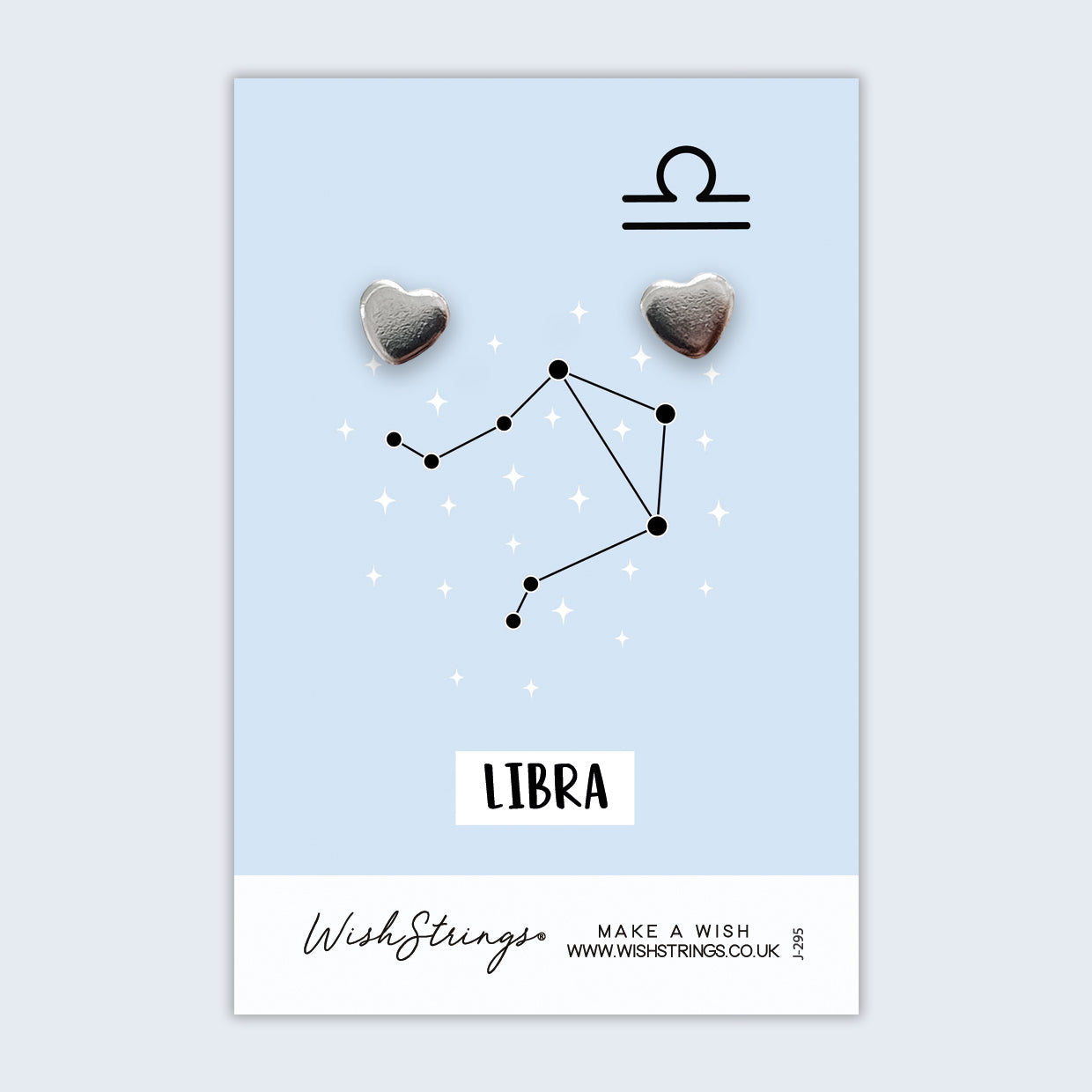 Libra, Star Sign Horoscope - Silver Heart Stud Earrings | 304 Stainless - Hypoallergenic