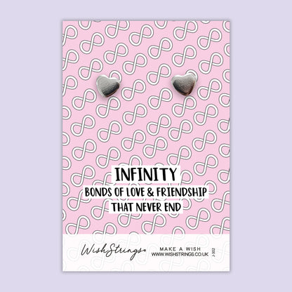 Infinity, Love & Friendship - Silver Heart Stud Earrings | 304 Stainless - Hypoallergenic