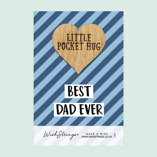 Best Dad - Little Pocket Hug - Wooden Heart Keepsake Token