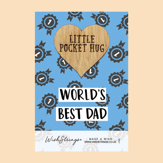 Best Dad - Little Pocket Hug - Wooden Heart Keepsake Token