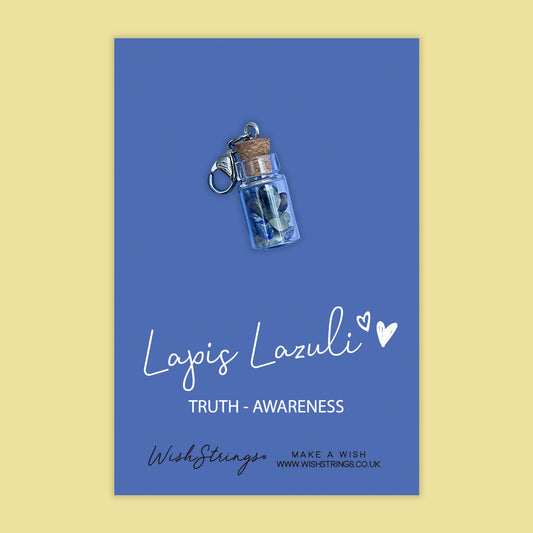 Lapis Lazuli - Crystal Gemstone, Wishing Jar, Clip Charm