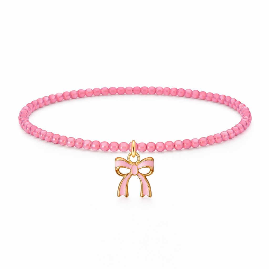 Bow - Pink Seed Beads