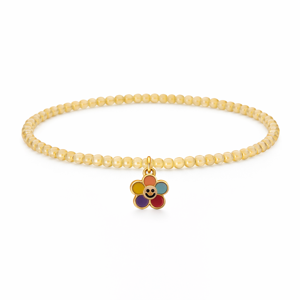 Smile, Flower - Yellow Seed Beads