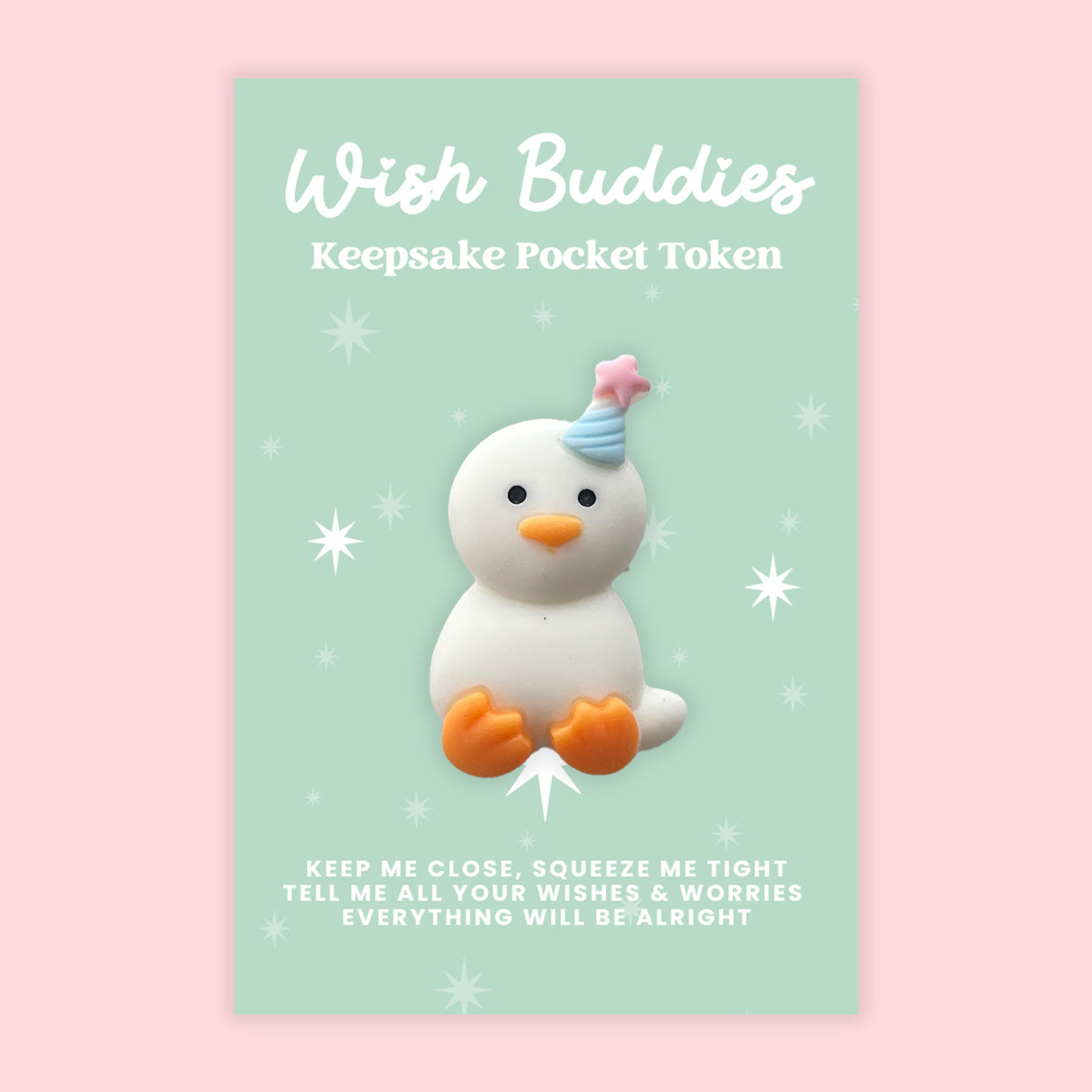 Wish Buddies Collection – Resin Pocket Tokens with Cute Characters | Handmade Keepsakes on Gift Cards | Thoughtful Little Gifts Under £5