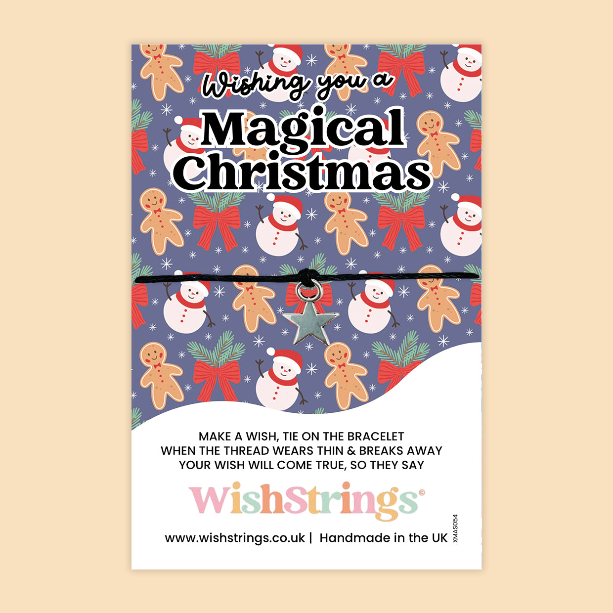 WishStrings ‘Wishing You a Magical Christmas’ Wish Bracelet | Festive Handmade Gift for the Holiday Season | Letterbox Friendly Keepsake | Small Token of Christmas Magic