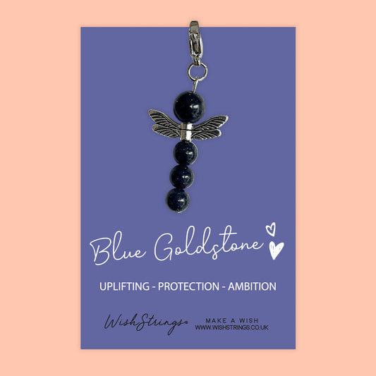 Blue Goldstone - Crystal Gemstone, Guardian Angel, Clip Charm