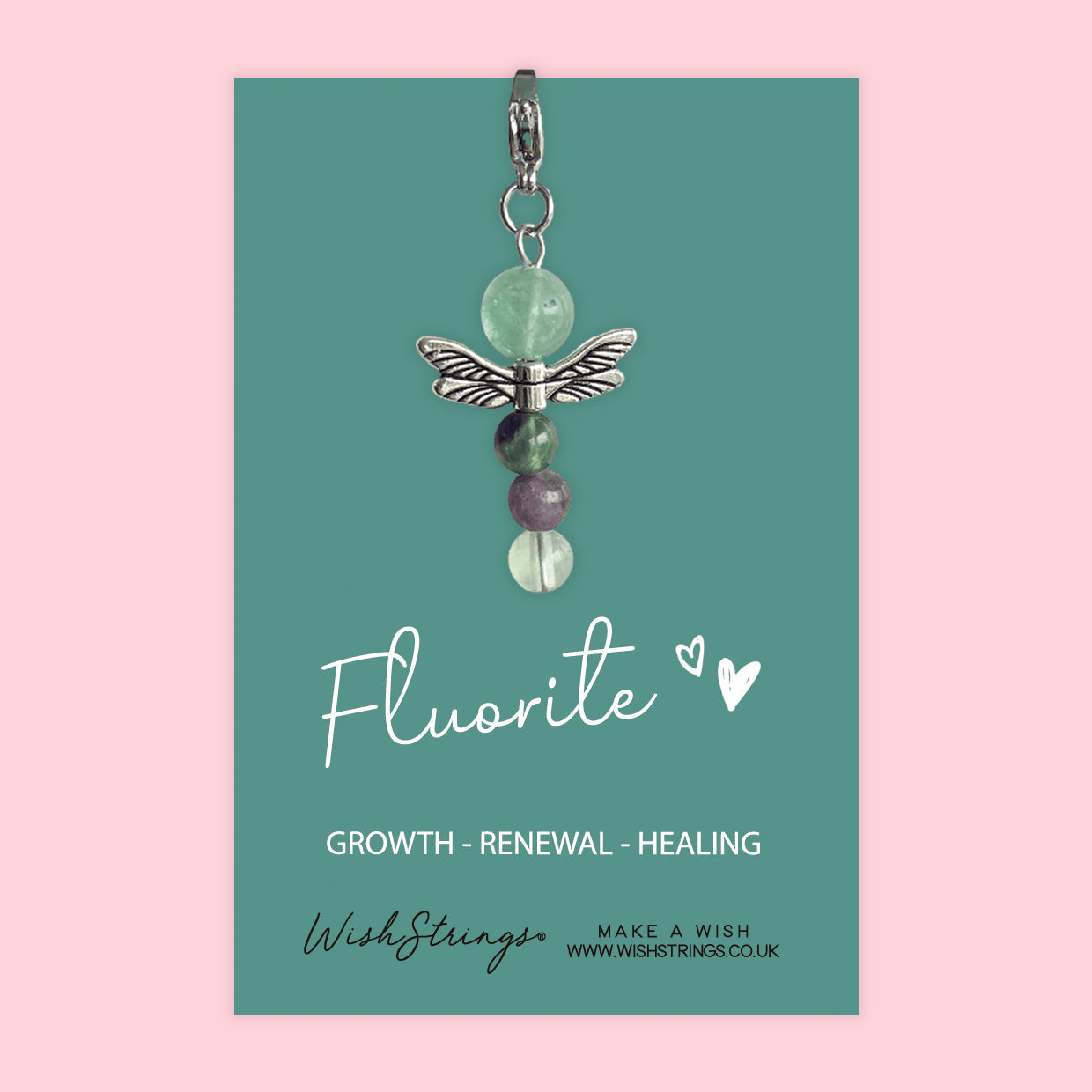 Fluorite - Crystal Gemstone, Guardian Angel, Clip Charm