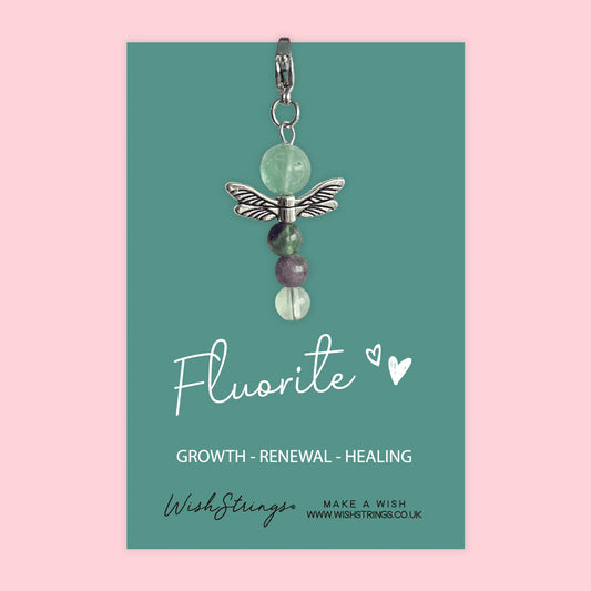 Fluorite - Crystal Gemstone, Guardian Angel, Clip Charm