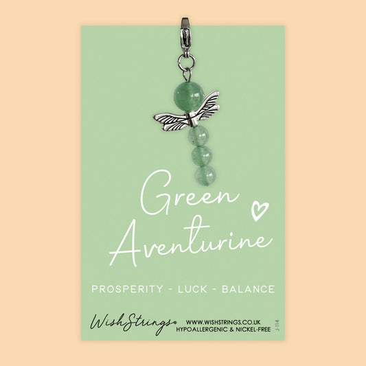Green Aventurine - Crystal Gemstone, Guardian Angel, Clip Charm