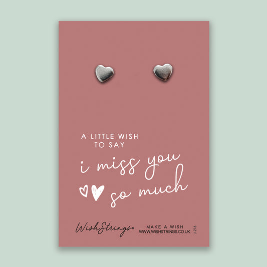 I Miss You - Silver Heart Stud Earrings | 304 Stainless - Hypoallergenic