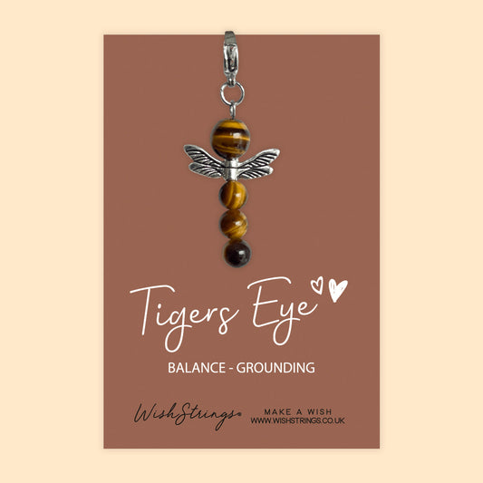 Tigers Eye - Crystal Gemstone, Guardian Angel, Clip Charm