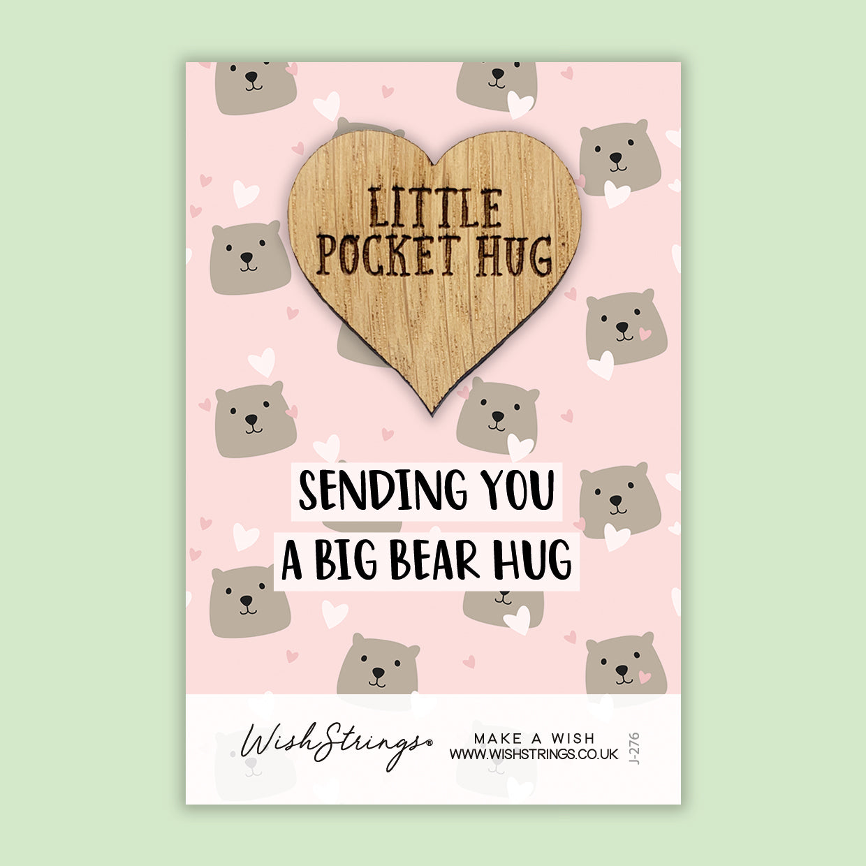 Big Bear Hug - Little Pocket Hug - Wooden Heart Keepsake Token