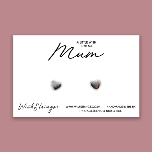 Mum - Silver Heart Stud Earrings | 304 Stainless - Hypoallergenic