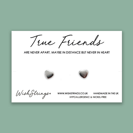 True Friends are never apart - Silver Heart Stud Earrings | 304 Stainless - Hypoallergenic