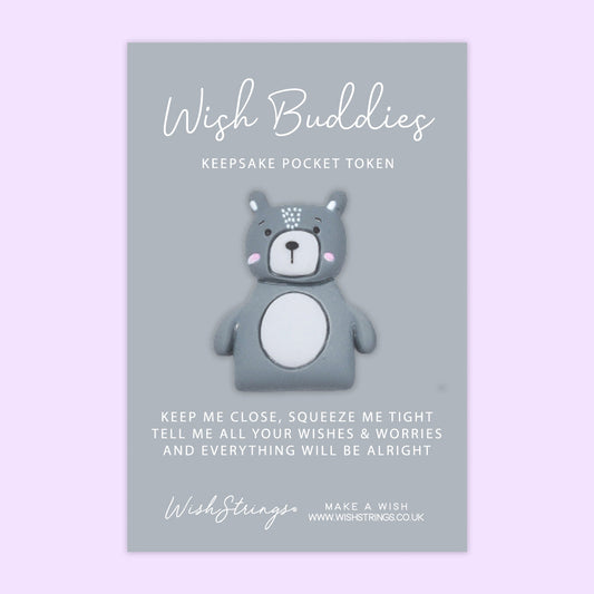 Grey Bear - WishBuddies - Pocket Hug Token (WB026)