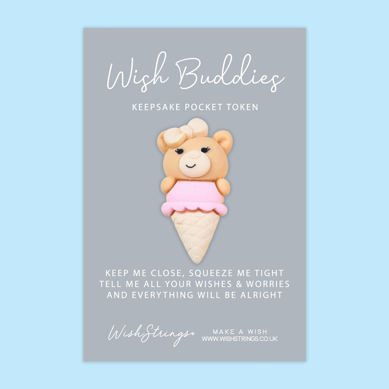 Ice Cream Bear - WishBuddies - Pocket Hug Token (WB038)