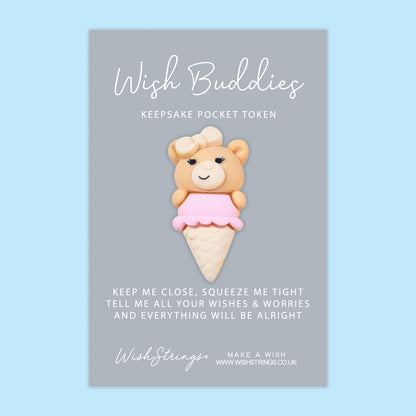 Ice Cream Bear - WishBuddies - Pocket Hug Token (WB038)