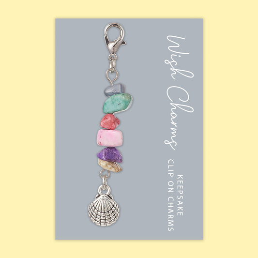 Shell - Wish Charms - Keepsake Clip on Charm with Gemstones