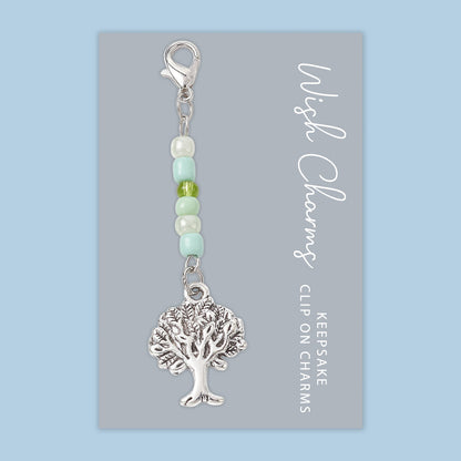 Tree of Life - Wish Charms - Keepsake Clip on Charm with Glass Beads