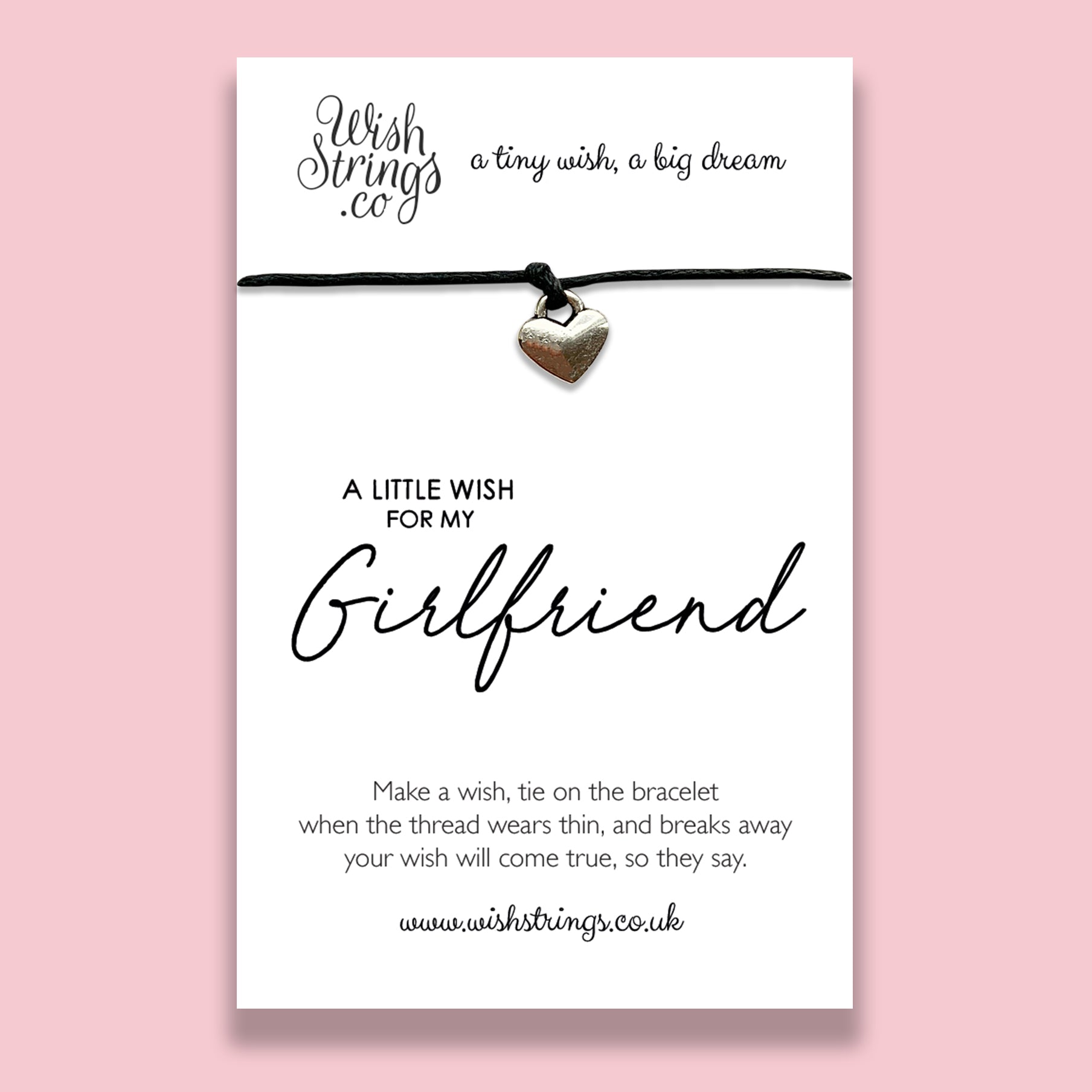 Girlfriend WishStrings Wish Bracelet Token Gift, Positive Quote