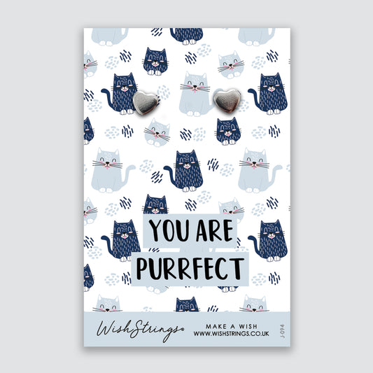 You are Purrfect - Silver Heart Stud Earrings | 304 Stainless - Hypoallergenic