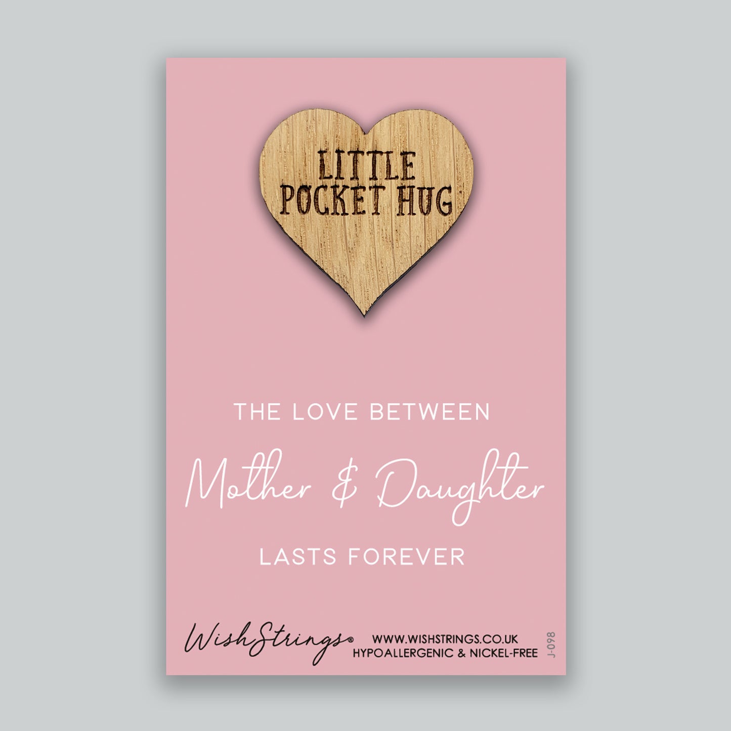 Mother & Daughter - Little Pocket Hug - Wooden Heart Keepsake Token