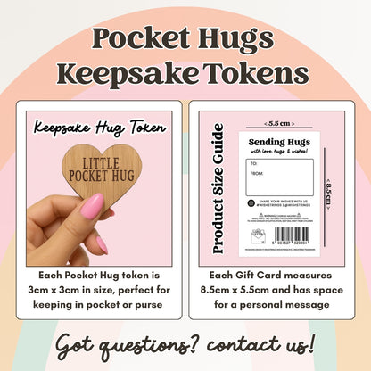 Pocket Hug - Choose Design  | Mixed Sentiment Keepsake Tokens | Thoughtful Gifts for Every Occasion | Mini Wooden Hug Cards